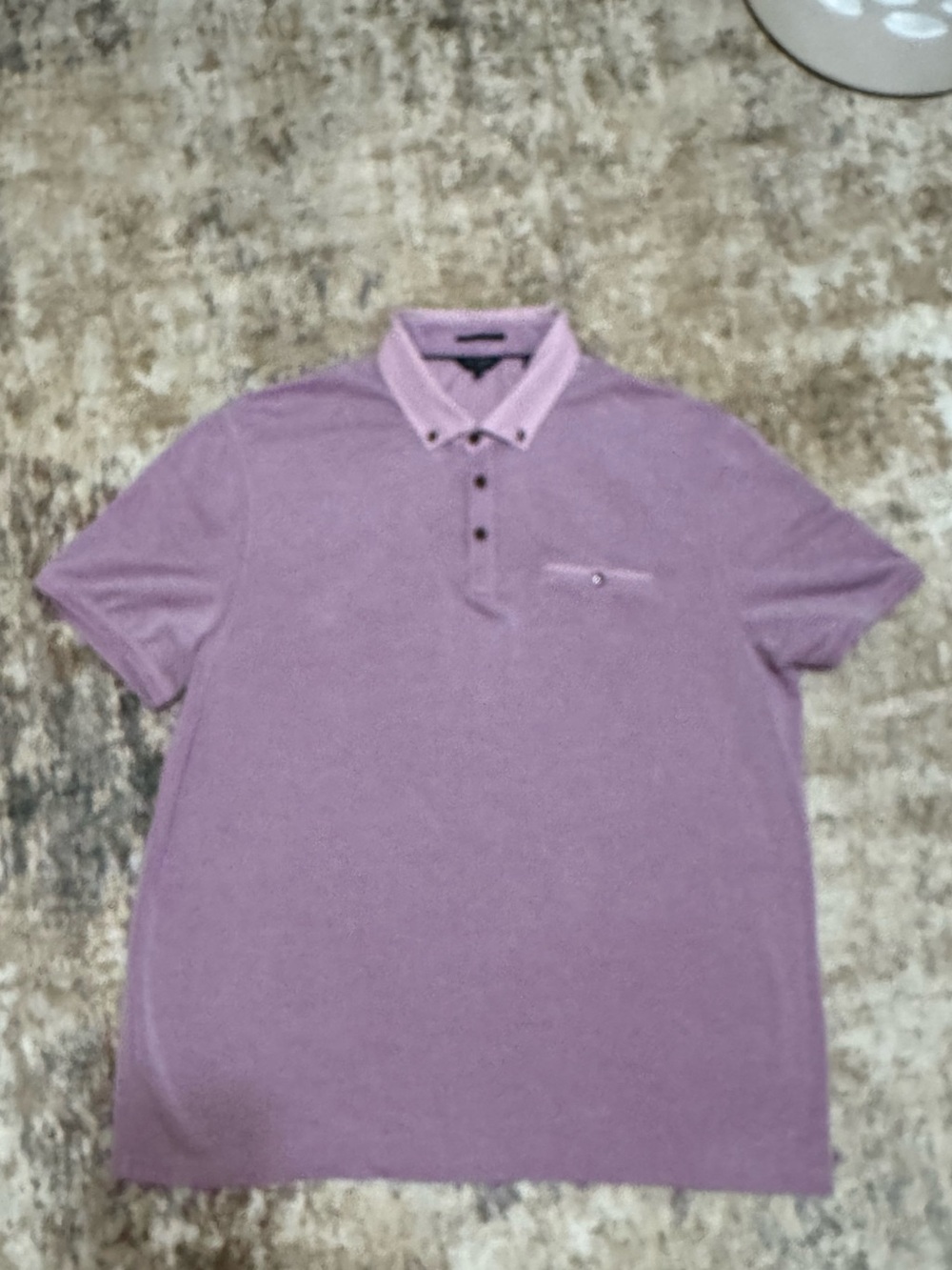 Ted Baker London Mens Polo Purple Textured Knit Geometric Collar  MSRP $145